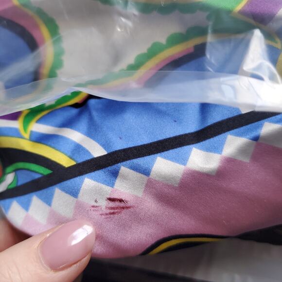 Cache Silk Dress Gown 10 One Shoulder Colorful Art Event Wedding Guest Resort - Picture 10 of 12